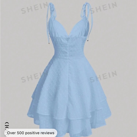 Above knee, dotted, tie shoulder drawstring, summer dress. Never worn, New - Picture 4 of 4